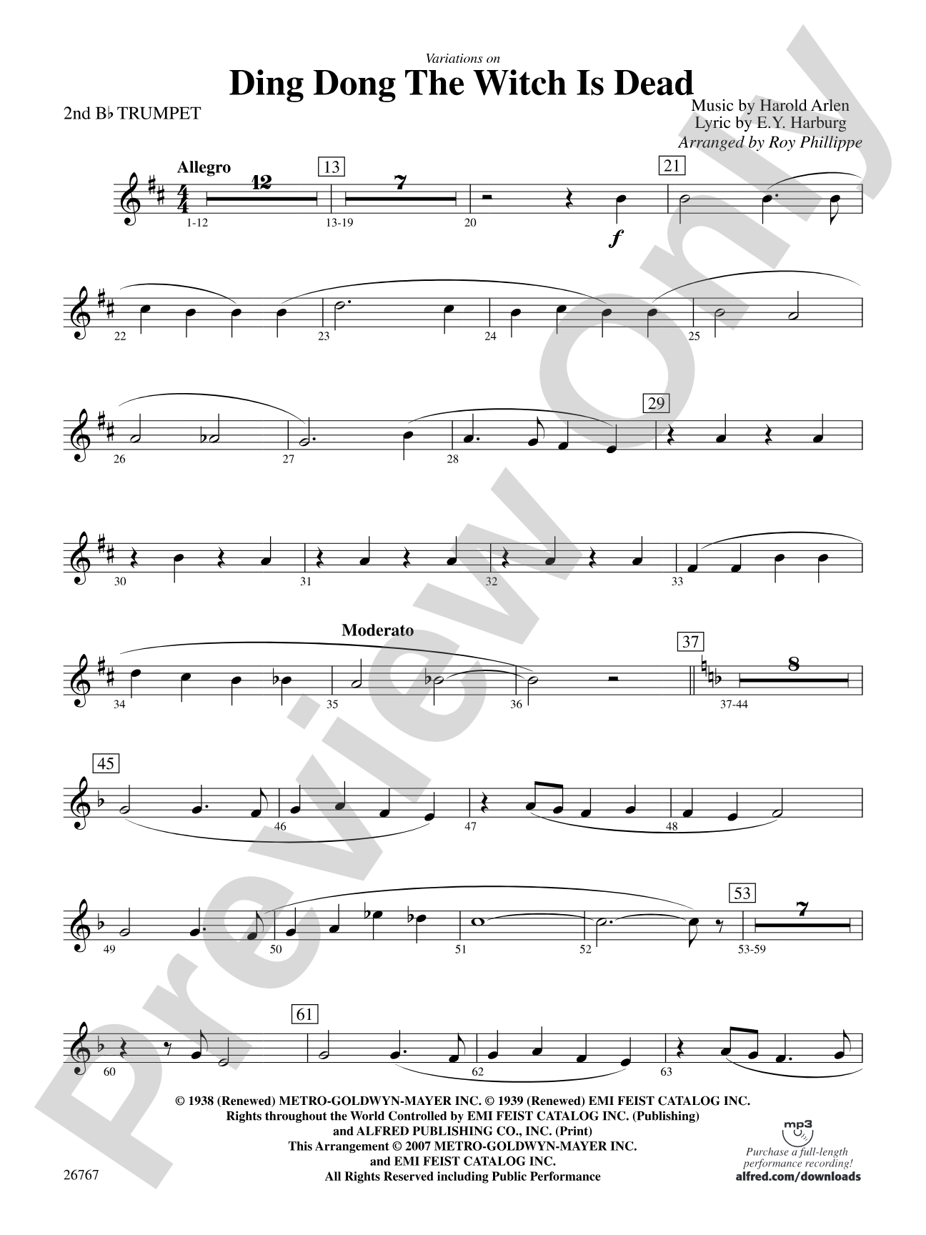 Variations on Ding Dong the Witch Is Dead (fromThe Wizard of Oz): 2nd B-flat Trumpet