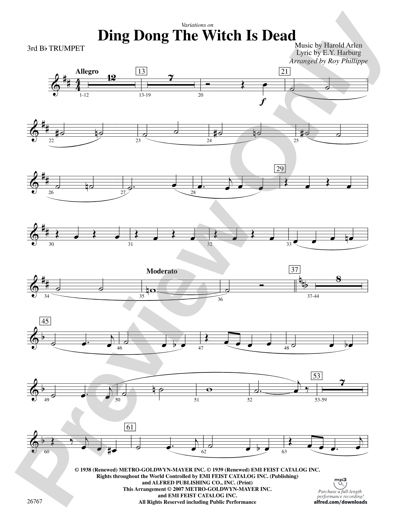 Variations on Ding Dong the Witch Is Dead (fromThe Wizard of Oz): 3rd B-flat Trumpet
