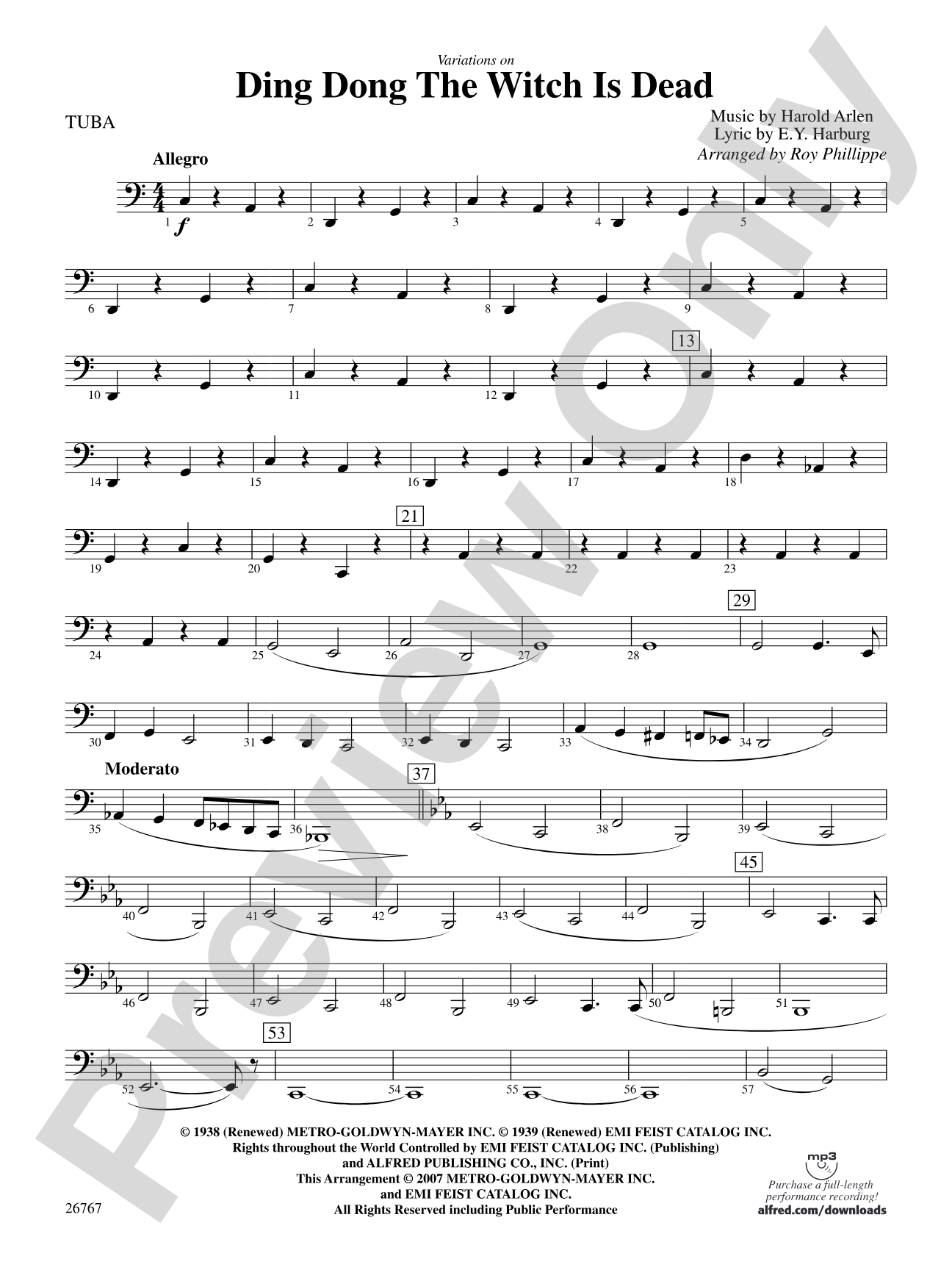 Variations on Ding Dong the Witch Is Dead (fromThe Wizard of Oz): Tuba