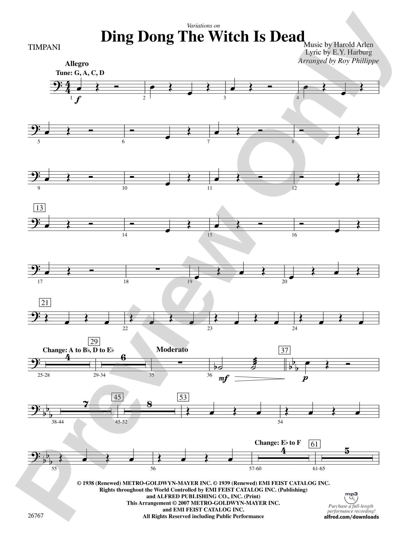 Variations on Ding Dong the Witch Is Dead (fromThe Wizard of Oz): Timpani