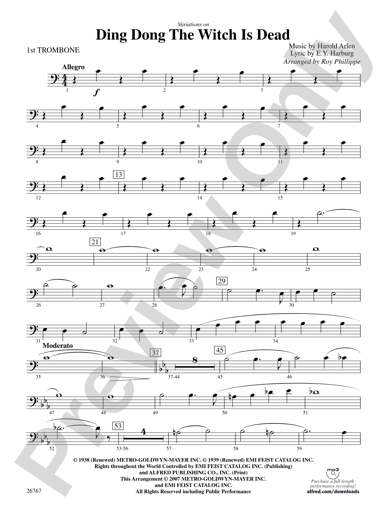 Variations on Ding Dong the Witch Is Dead (fromThe Wizard of Oz): 1st Trombone