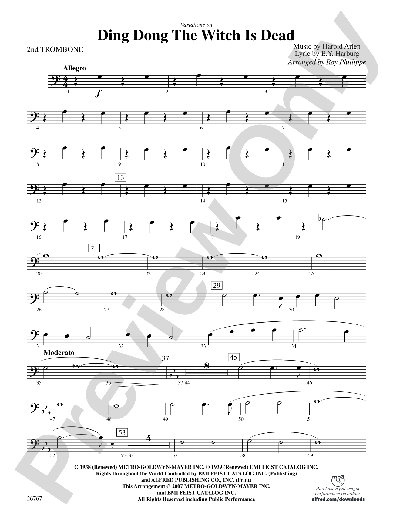 Variations on Ding Dong the Witch Is Dead (fromThe Wizard of Oz): 2nd Trombone