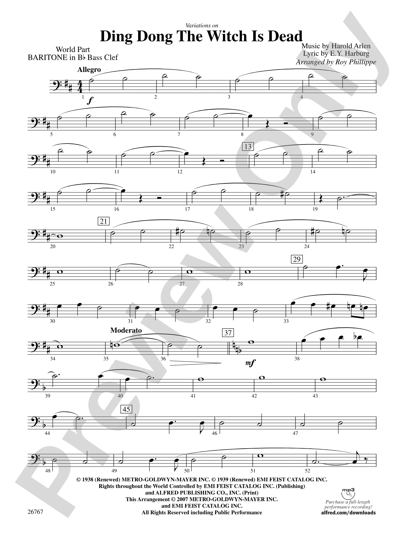 Variations on Ding Dong the Witch Is Dead (fromThe Wizard of Oz): (wp) B-flat Baritone B.C.