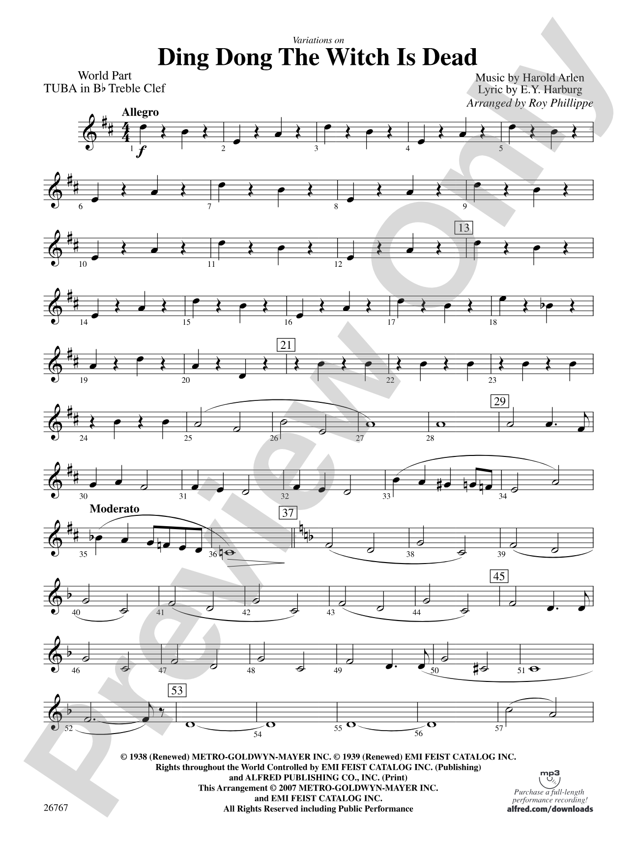 Variations on Ding Dong the Witch Is Dead (fromThe Wizard of Oz): (wp) B-flat Tuba T.C.
