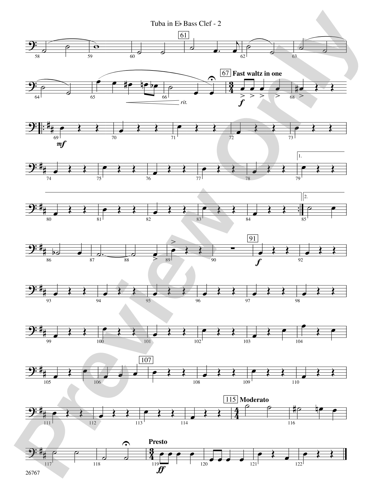 Variations on Ding Dong the Witch Is Dead (fromThe Wizard of Oz): (wp) E-flat Tuba B.C.