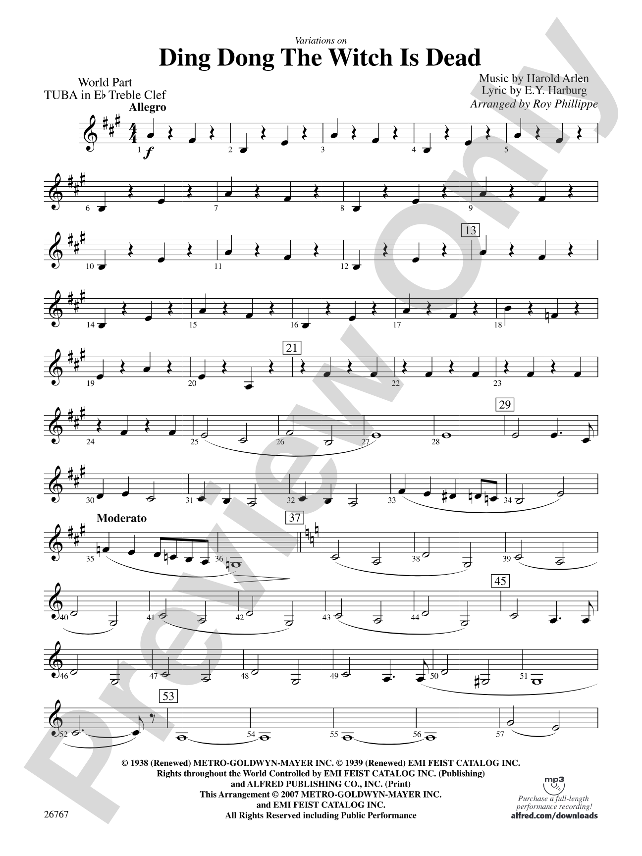 Variations on Ding Dong the Witch Is Dead (fromThe Wizard of Oz): (wp) E-flat Tuba T.C.