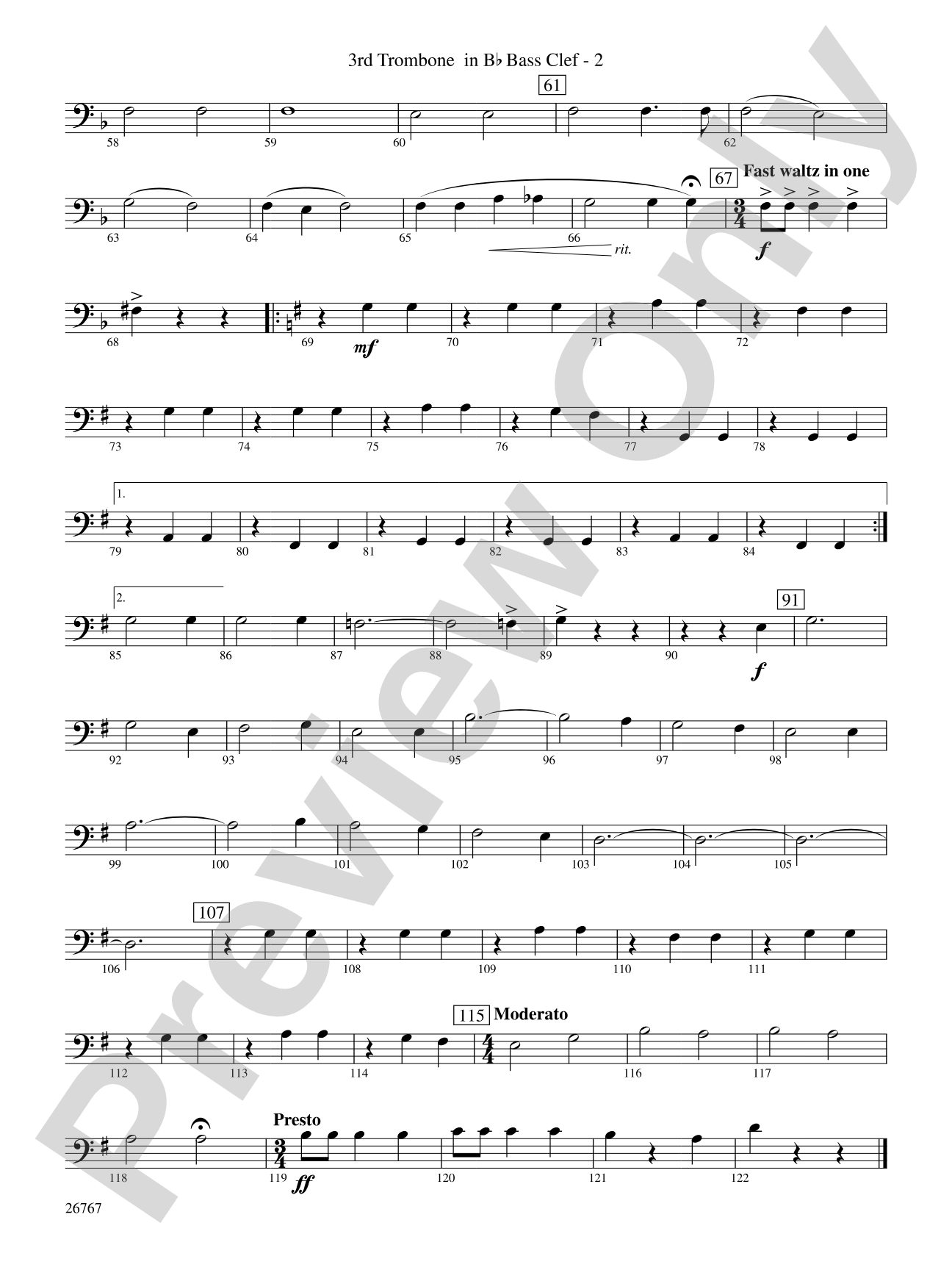 Variations on Ding Dong the Witch Is Dead (fromThe Wizard of Oz): (wp) 3rd B-flat Trombone B.C.