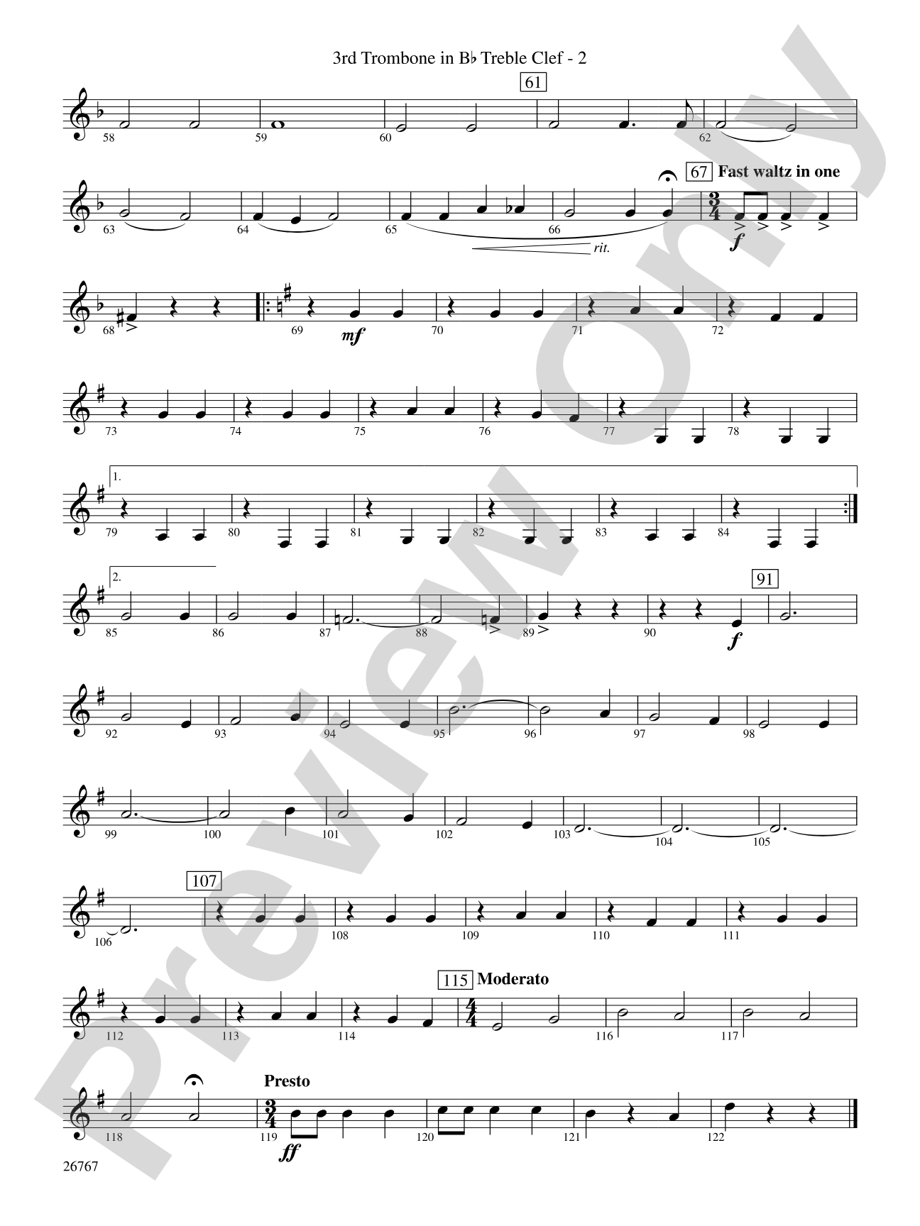 Variations on Ding Dong the Witch Is Dead (fromThe Wizard of Oz): (wp) 3rd B-flat Trombone T.C.