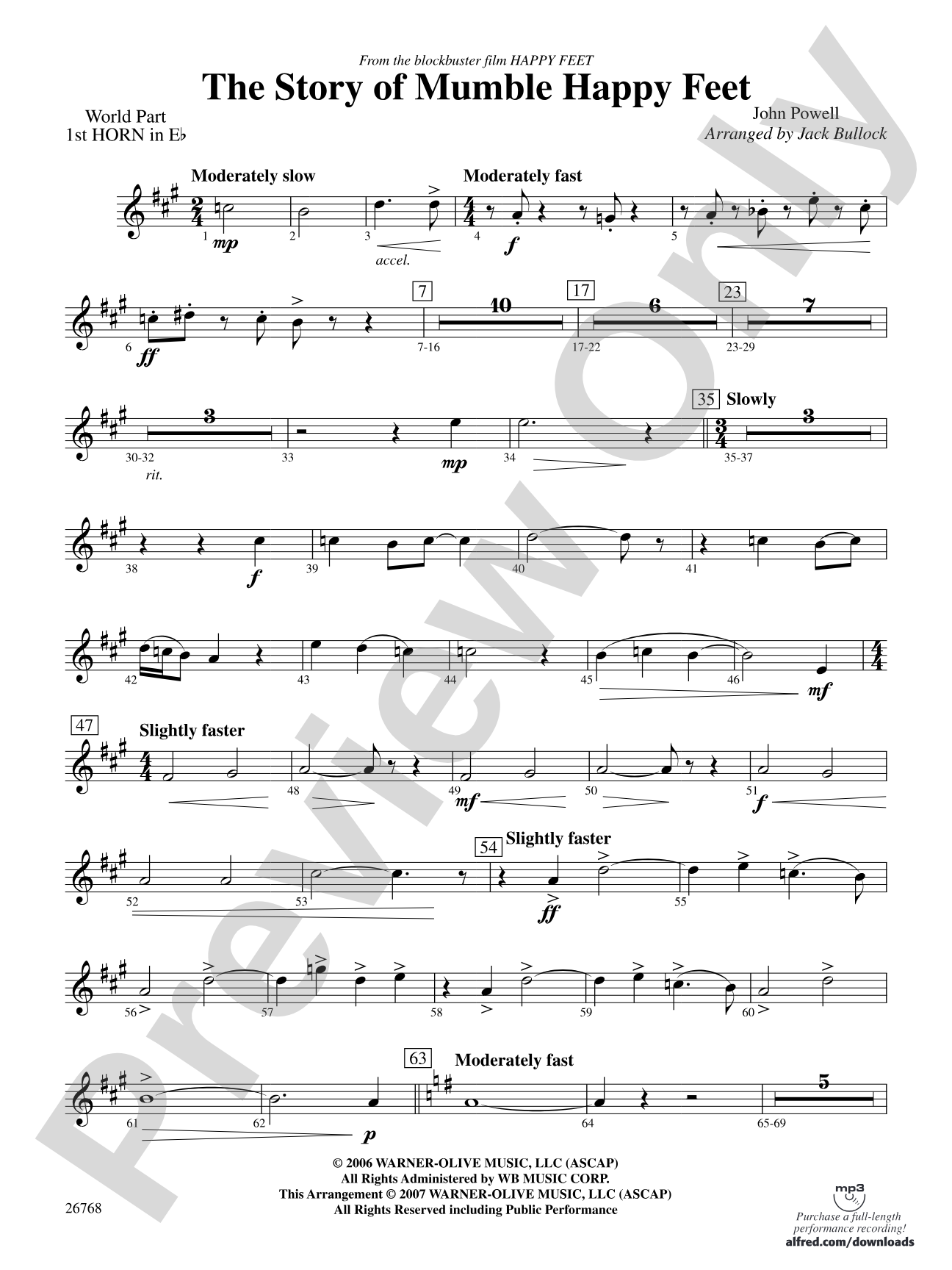 The Story of Mumble Happy Feet: (wp) 1st Horn in E-flat