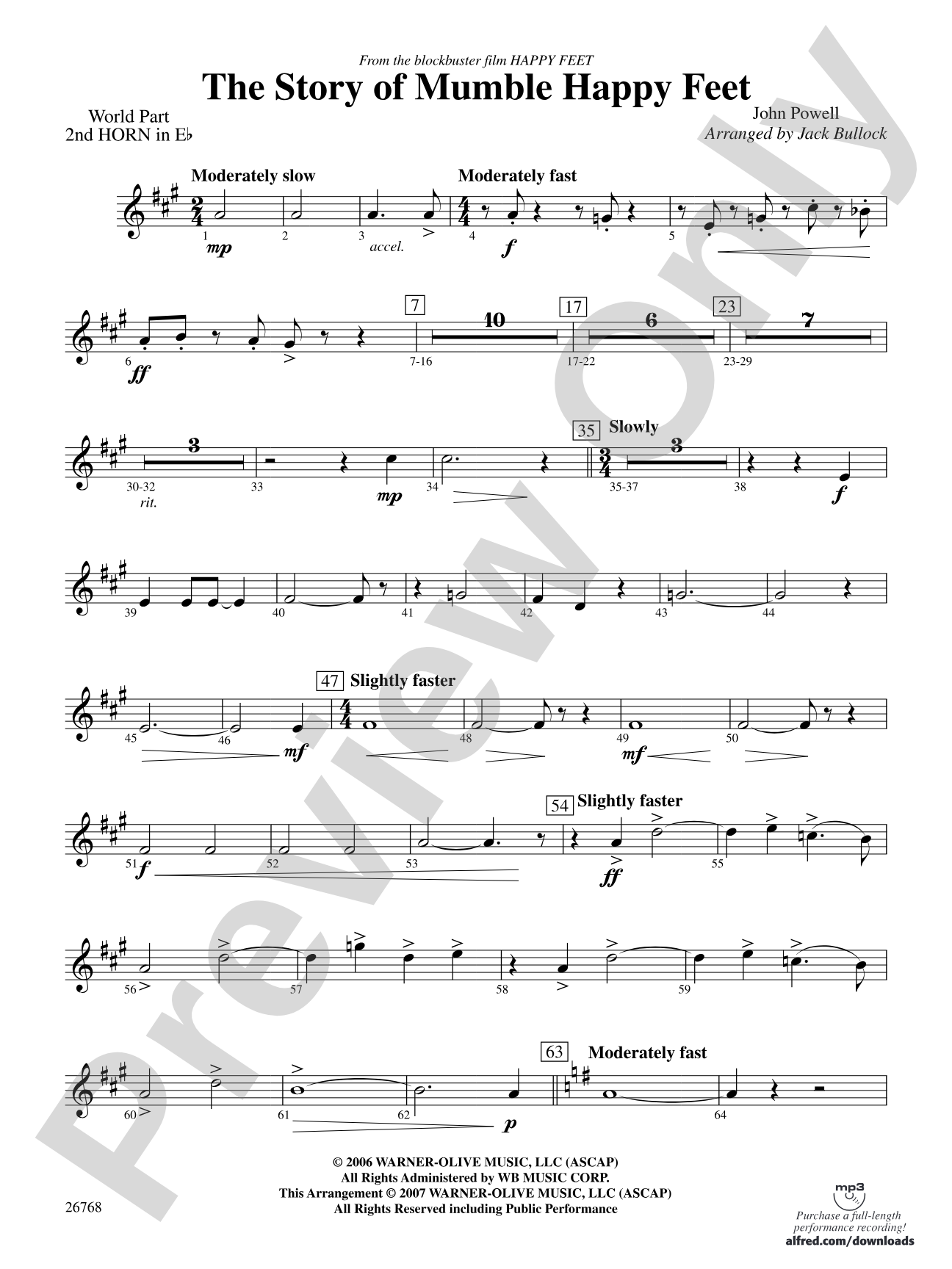 The Story of Mumble Happy Feet: (wp) 2nd Horn in E-flat
