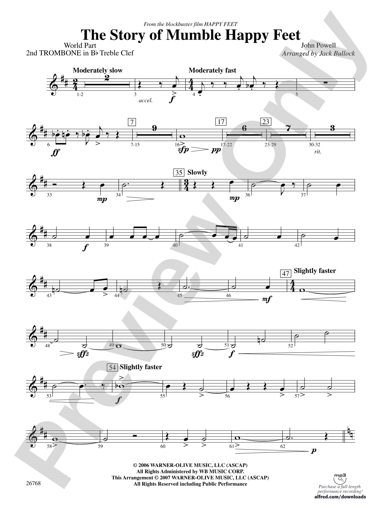 The Story of Mumble Happy Feet: (wp) 2nd B-flat Trombone T.C.