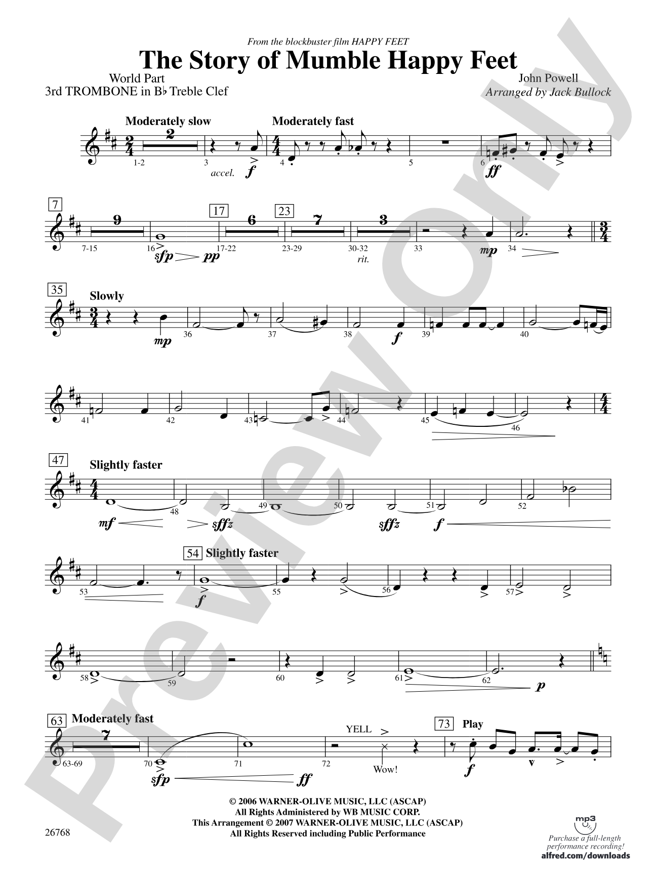 The Story of Mumble Happy Feet: (wp) 3rd B-flat Trombone T.C.