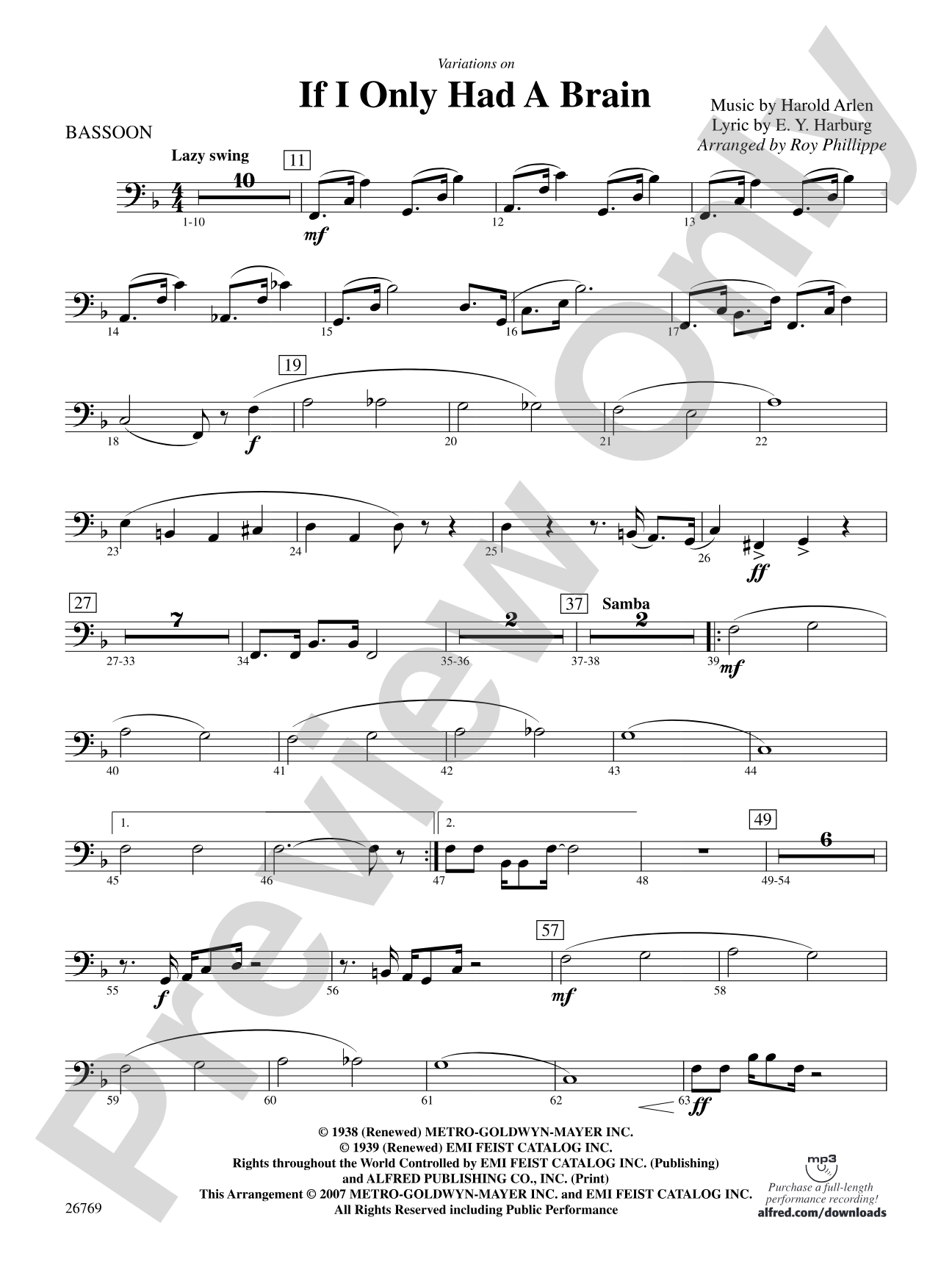 Variations on If I Only Had a Brain (from The Wizard of Oz): Bassoon