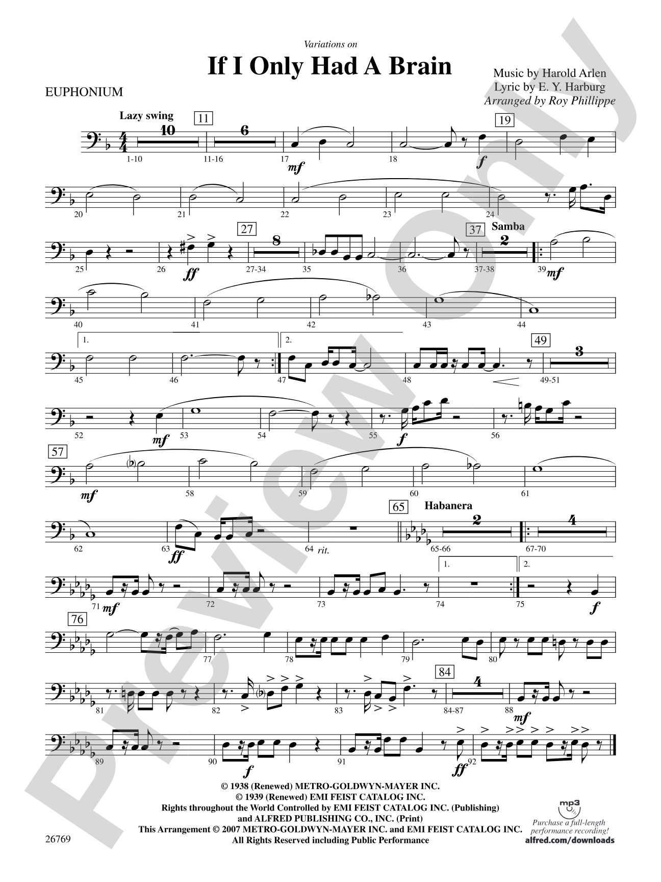 Variations on If I Only Had a Brain (from The Wizard of Oz): Baritone B.C.