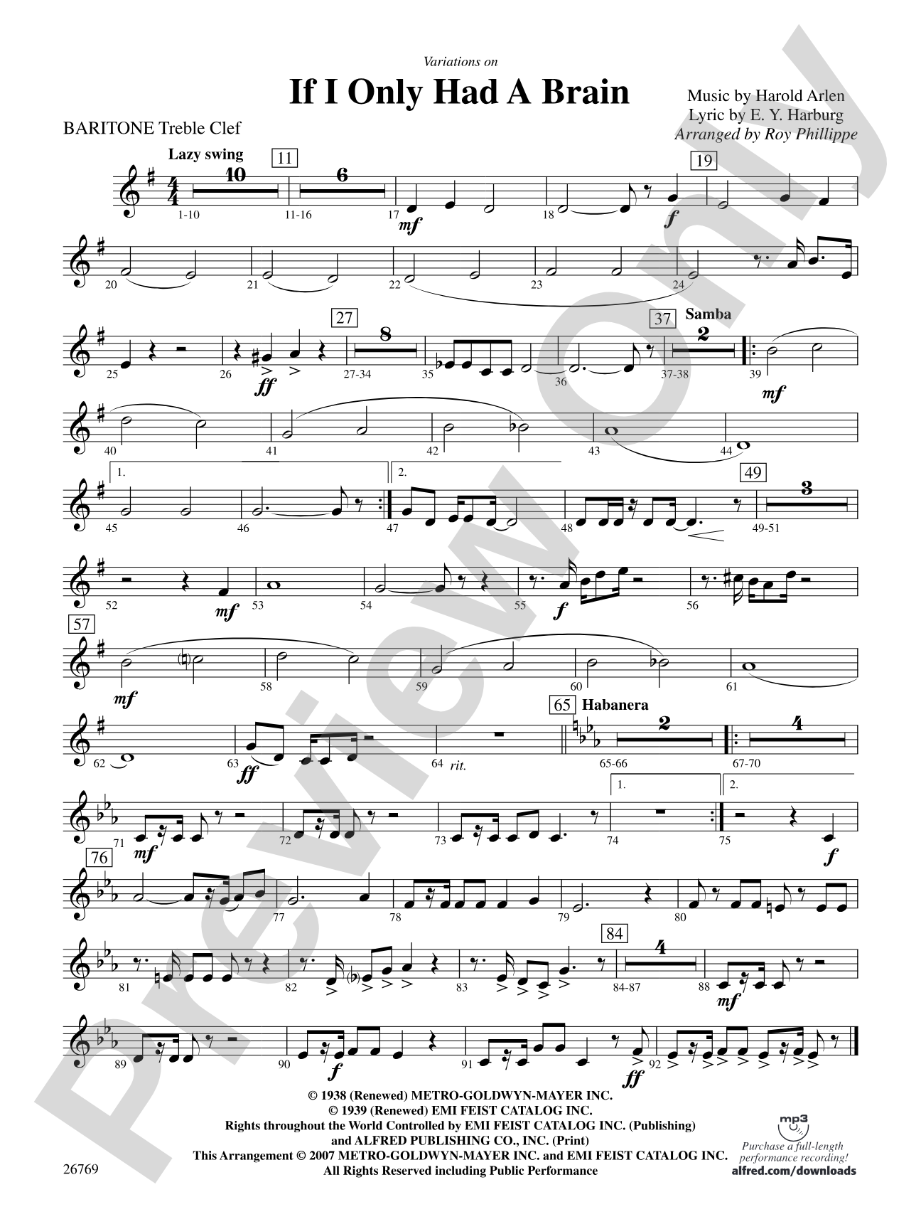 Variations on If I Only Had a Brain (from The Wizard of Oz): Baritone T.C.
