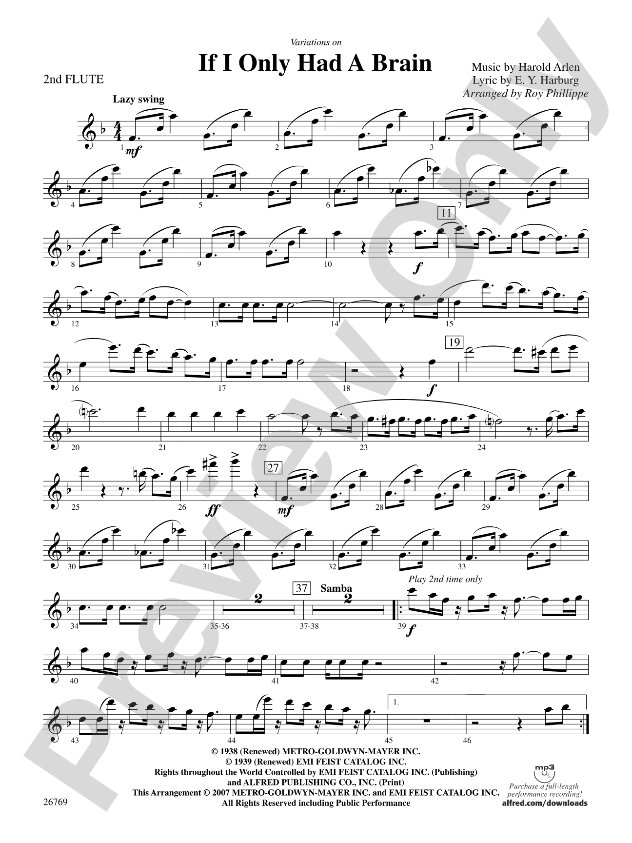 Variations on If I Only Had a Brain (from The Wizard of Oz): 2nd Flute