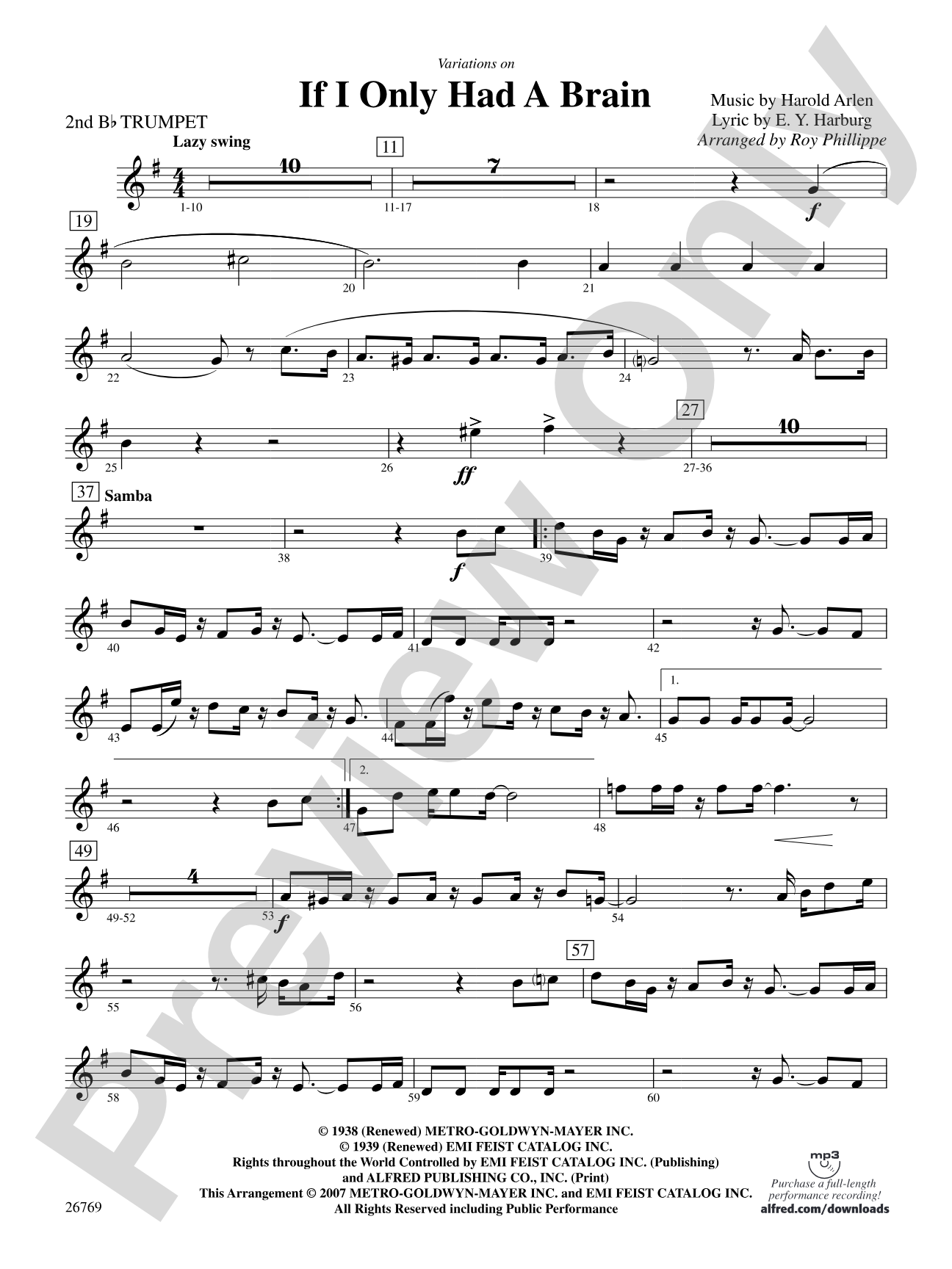 Variations on If I Only Had a Brain (from The Wizard of Oz): 2nd B-flat Trumpet