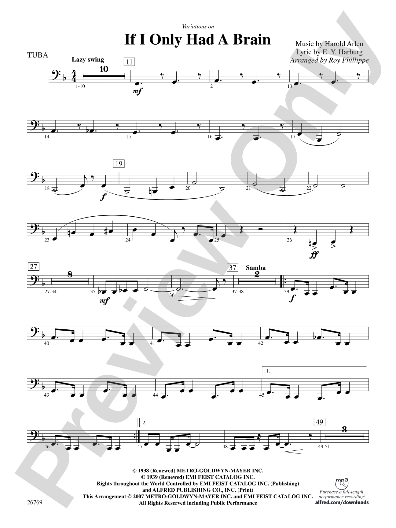 Variations on If I Only Had a Brain (from The Wizard of Oz): Tuba
