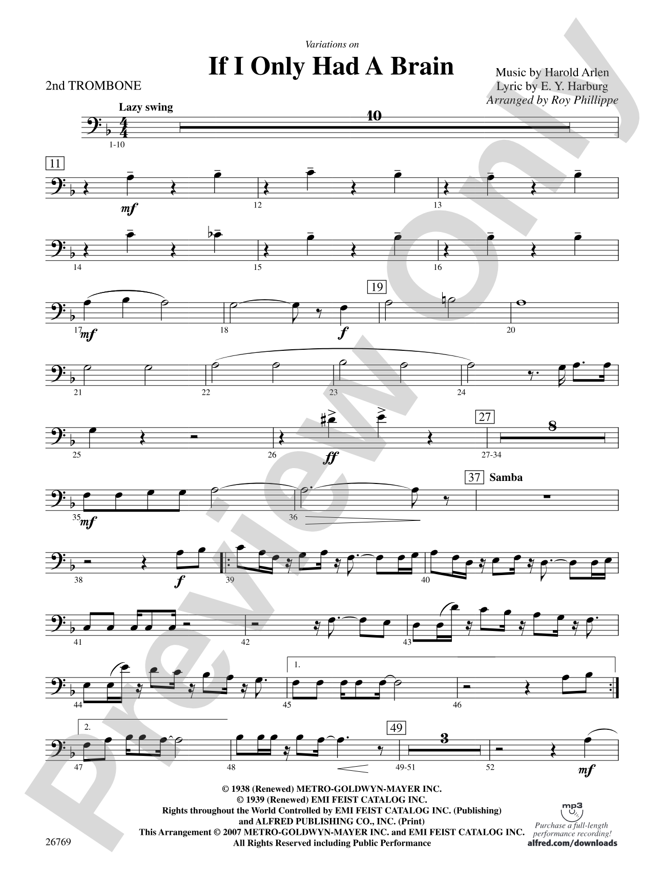 Variations on If I Only Had a Brain (from The Wizard of Oz): 2nd Trombone