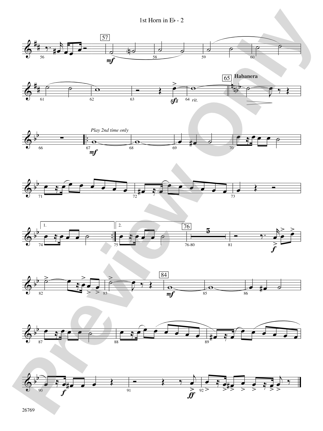 Variations on If I Only Had a Brain (from The Wizard of Oz): (wp) 1st Horn in E-flat