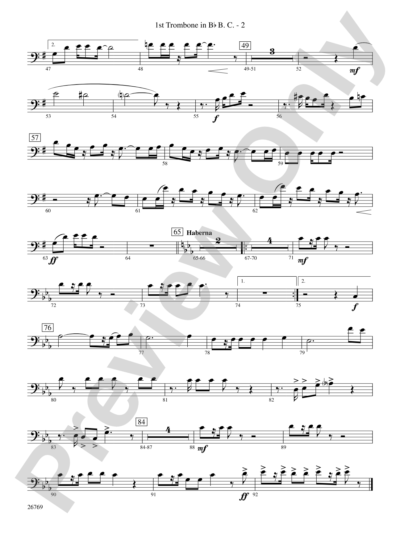 Variations on If I Only Had a Brain (from The Wizard of Oz): (wp) 1st B-flat Trombone B.C.