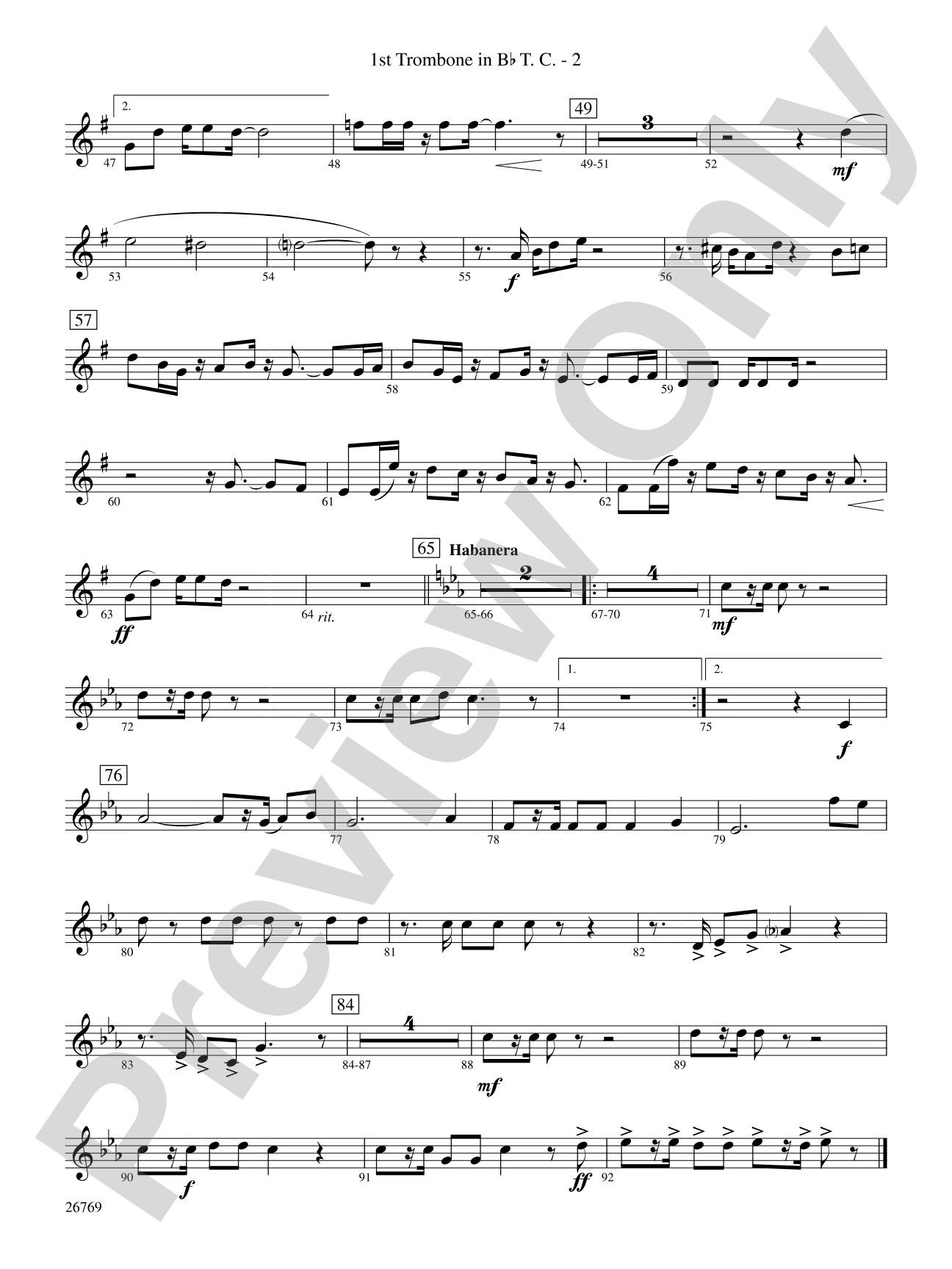 Variations on If I Only Had a Brain (from The Wizard of Oz): (wp) 1st B-flat Trombone T.C.