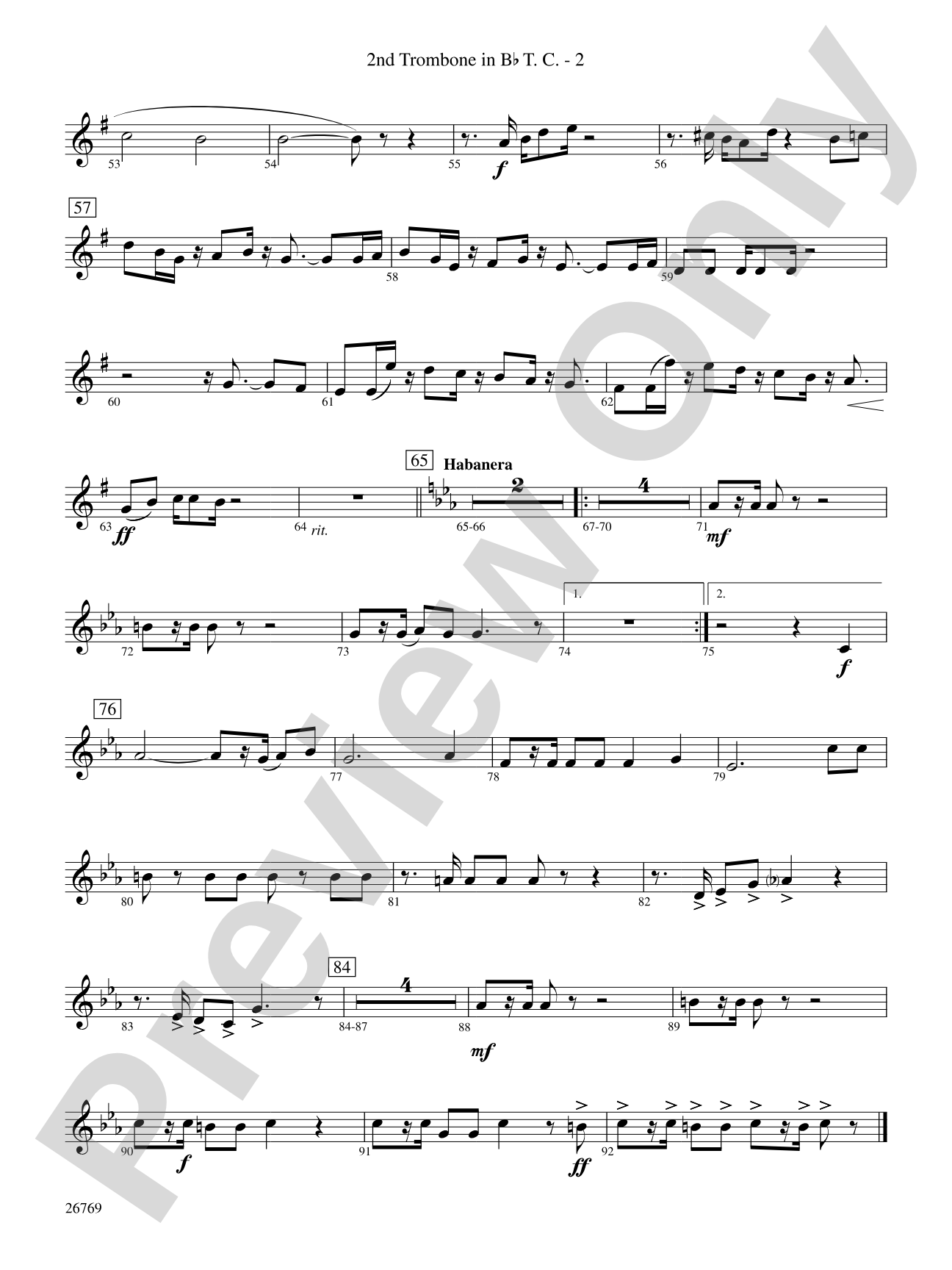 Variations on If I Only Had a Brain (from The Wizard of Oz): (wp) 2nd B-flat Trombone T.C.