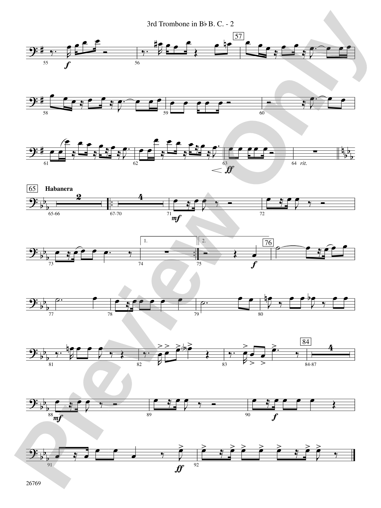 Variations on If I Only Had a Brain (from The Wizard of Oz): (wp) 3rd B-flat Trombone B.C.