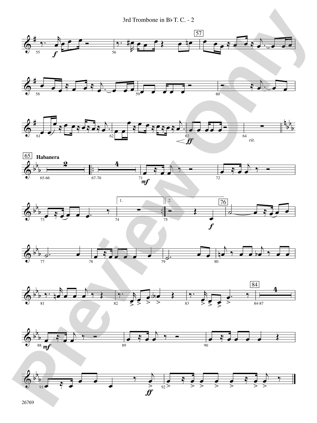 Variations on If I Only Had a Brain (from The Wizard of Oz): (wp) 3rd B-flat Trombone T.C.