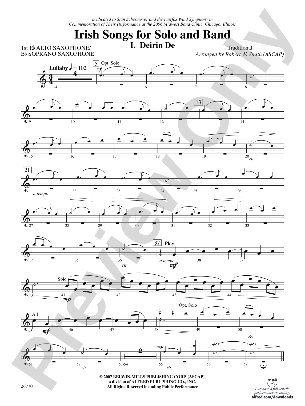 Irish Songs: E-flat Alto Saxophone