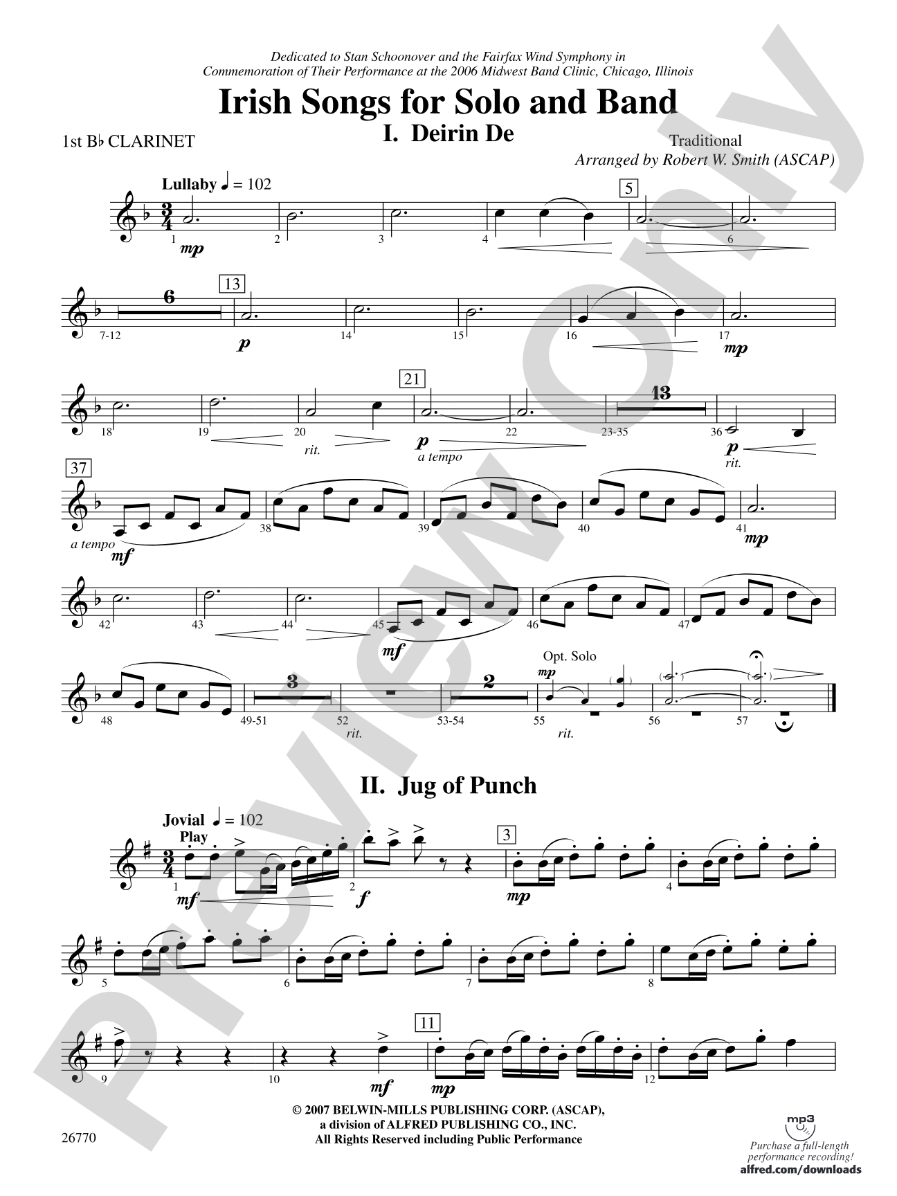 Irish Songs: 1st B-flat Clarinet