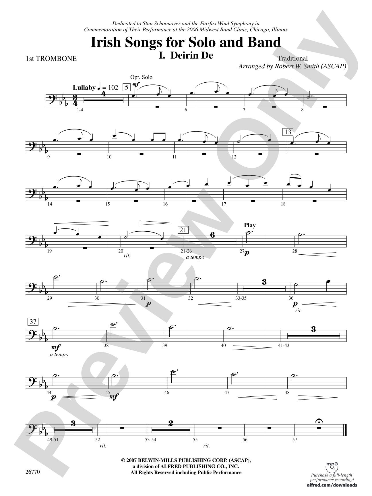 Irish Songs: 1st Trombone