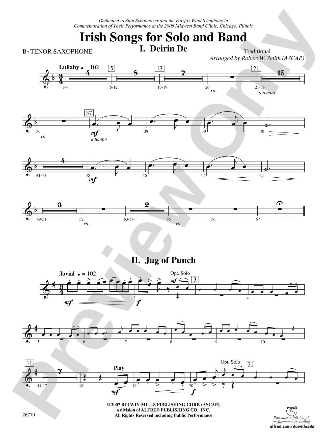 Irish Songs: B-flat Tenor Saxophone