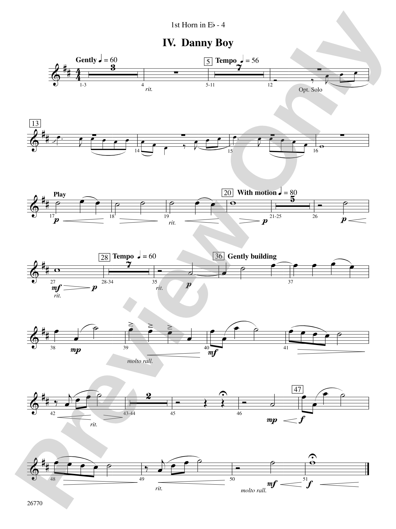 Irish Songs: (wp) 1st Horn in E-flat