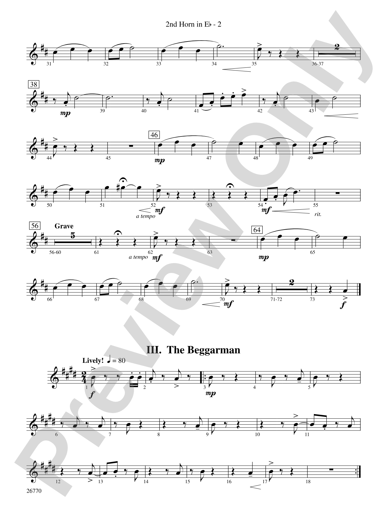 Irish Songs: (wp) 2nd Horn in E-flat