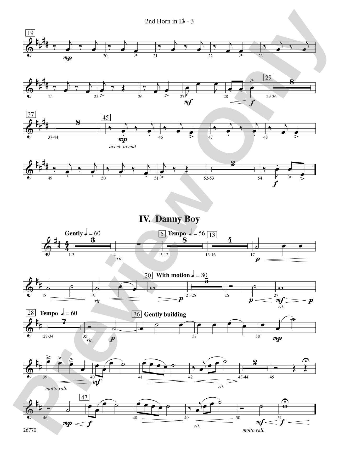 Irish Songs: (wp) 2nd Horn in E-flat