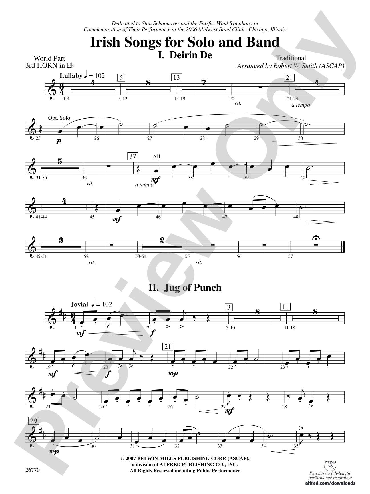 Irish Songs: (wp) 3rd Horn in E-flat