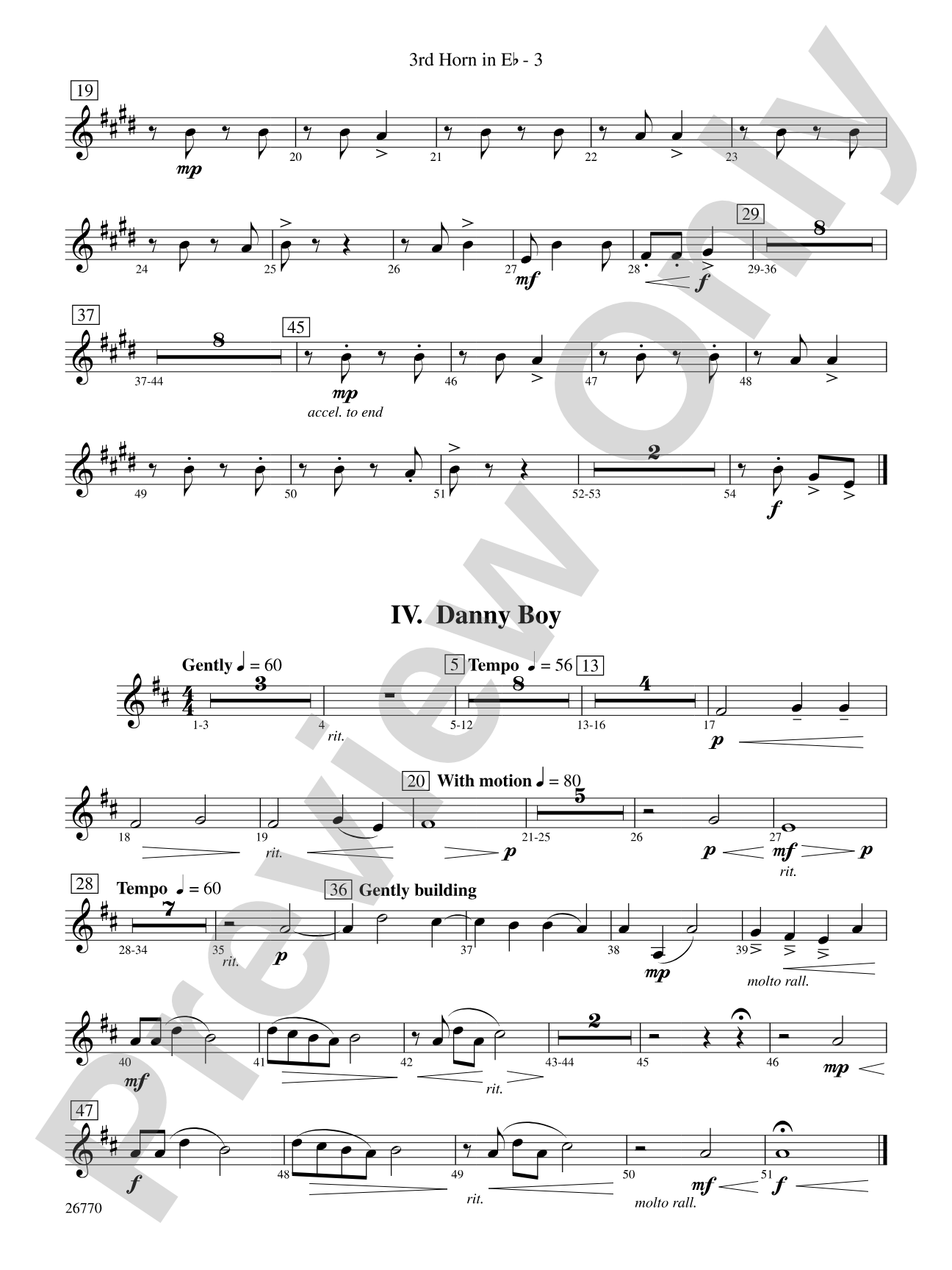 Irish Songs: (wp) 3rd Horn in E-flat