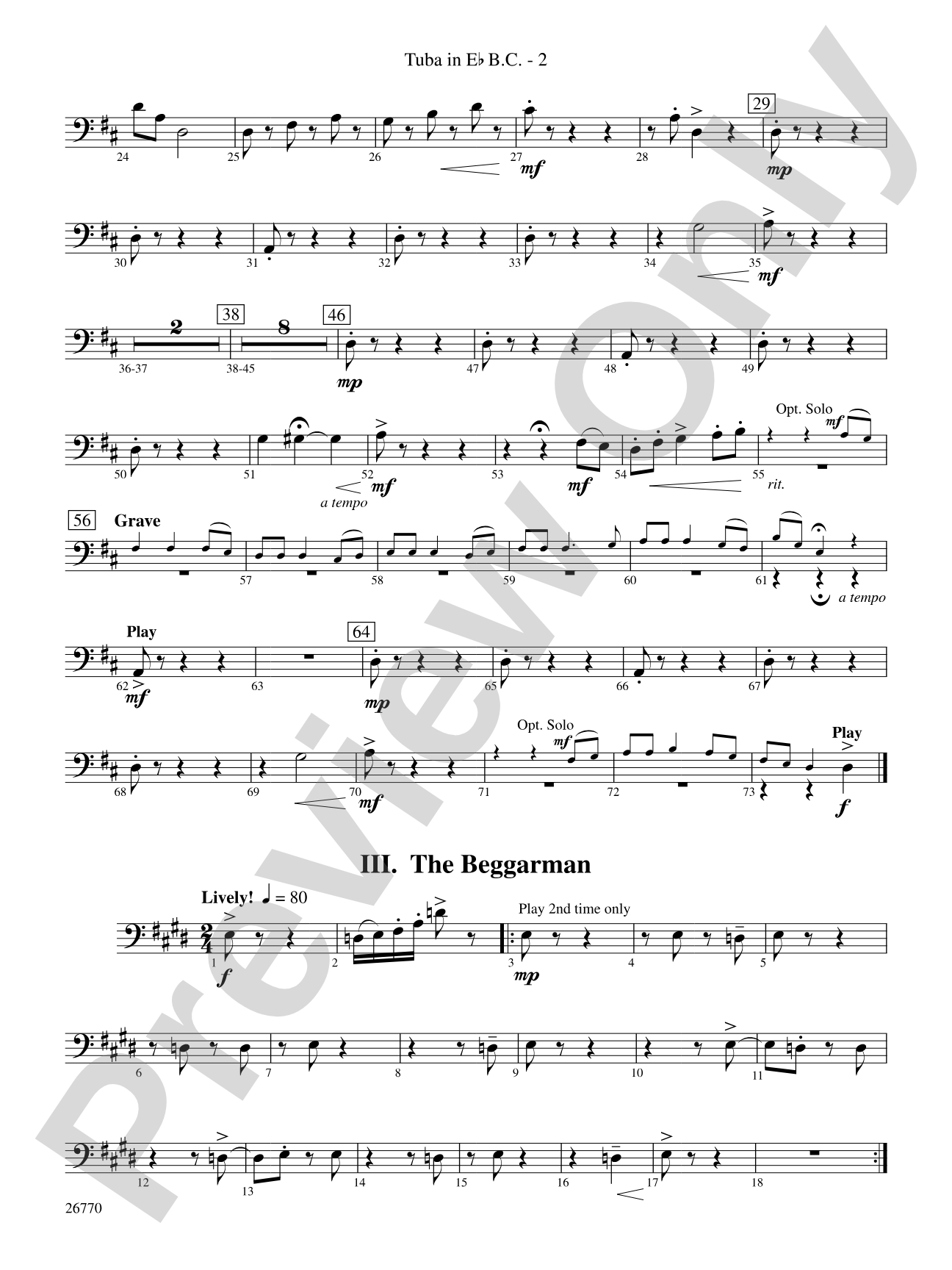 Irish Songs: (wp) E-flat Tuba B.C.