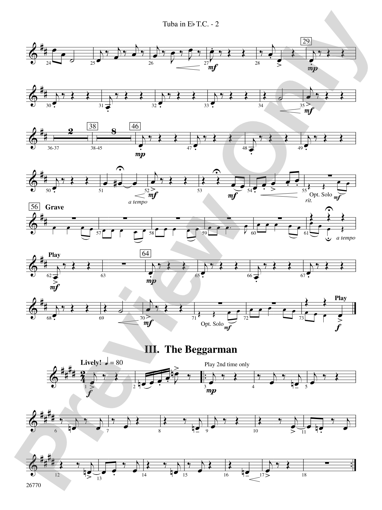 Irish Songs: (wp) E-flat Tuba T.C.