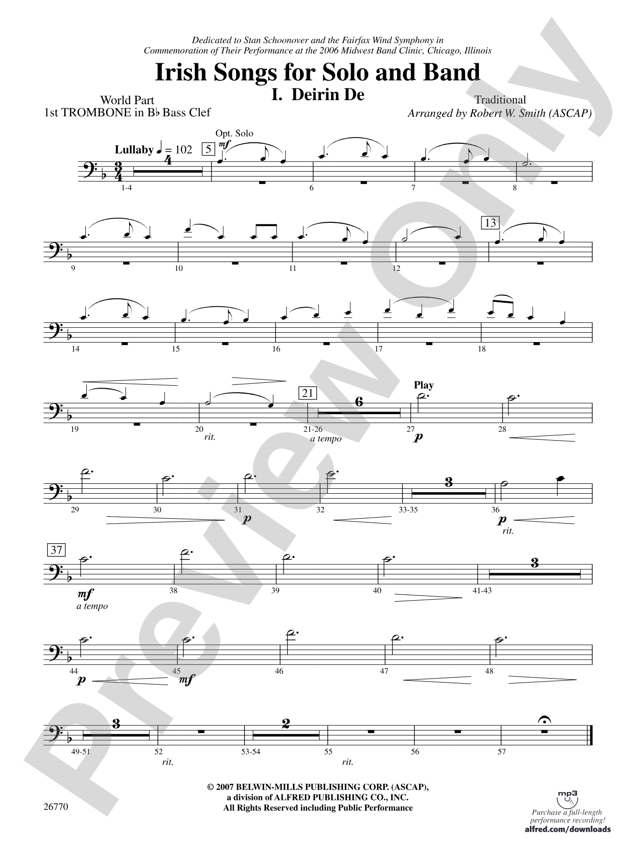 Irish Songs: (wp) 1st B-flat Trombone B.C.