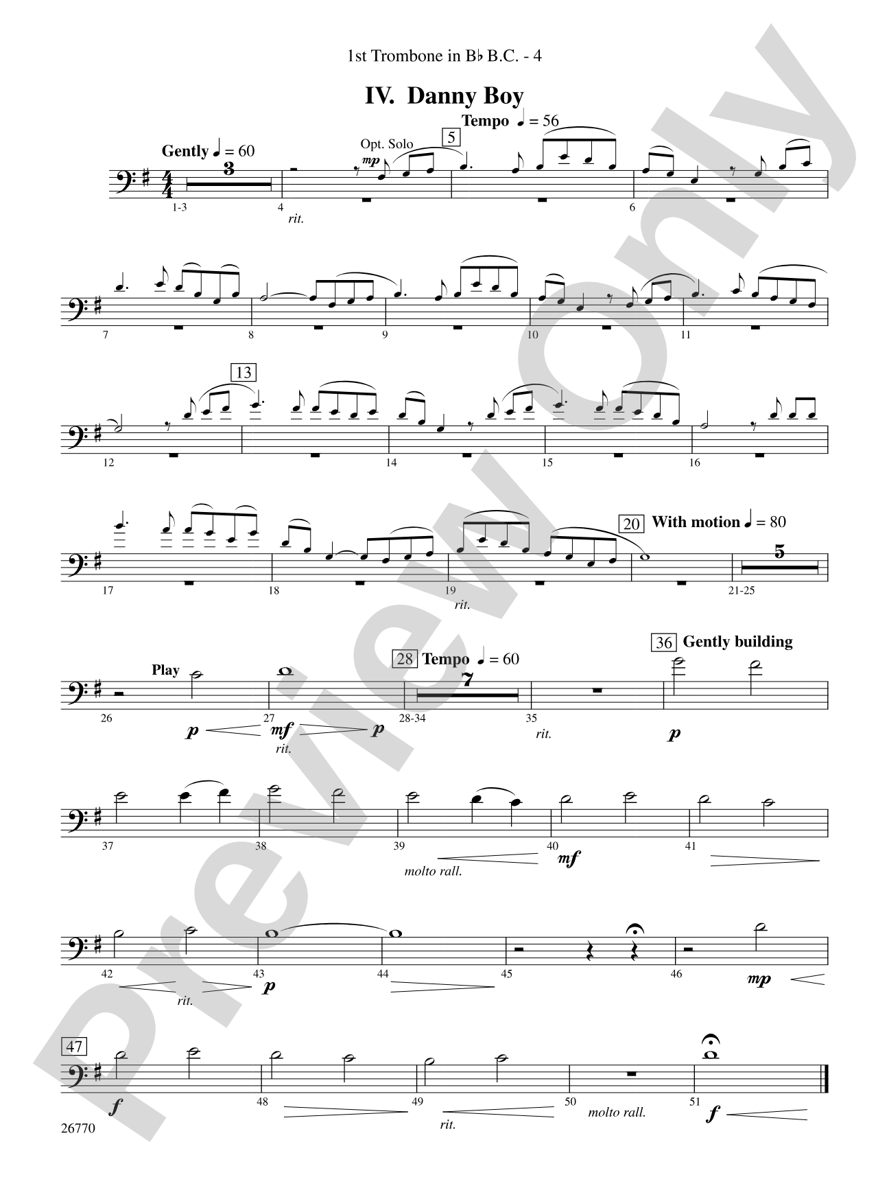 Irish Songs: (wp) 1st B-flat Trombone B.C.