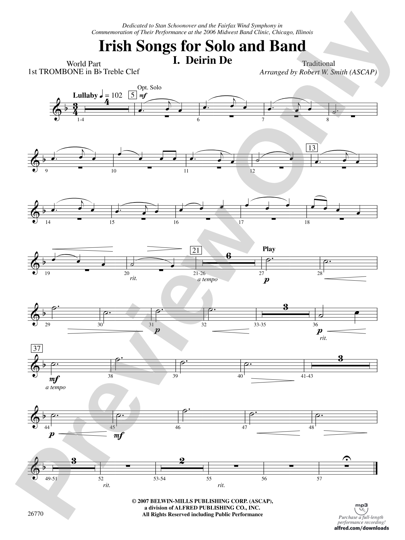 Irish Songs: (wp) 1st B-flat Trombone T.C.
