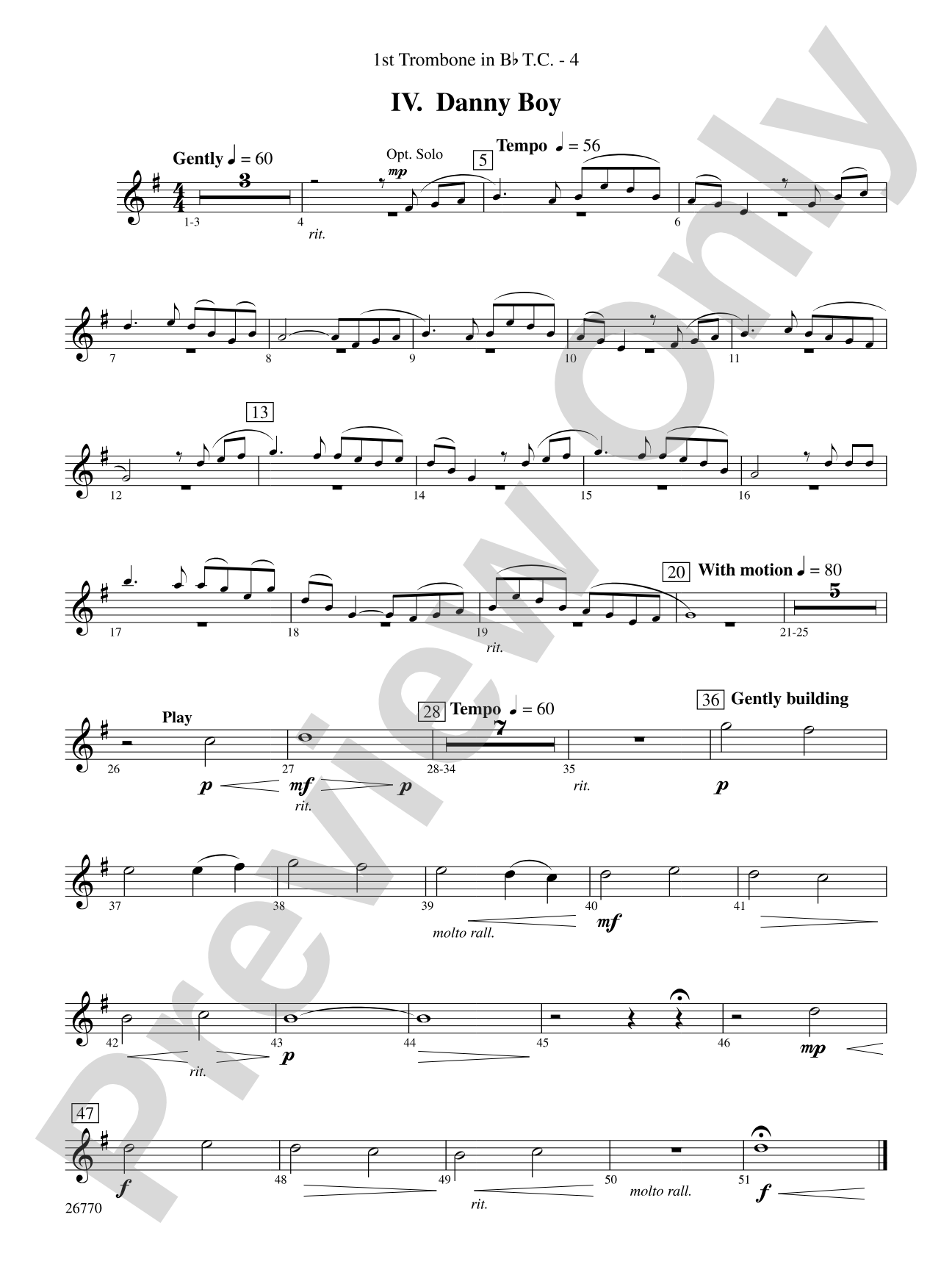 Irish Songs: (wp) 1st B-flat Trombone T.C.