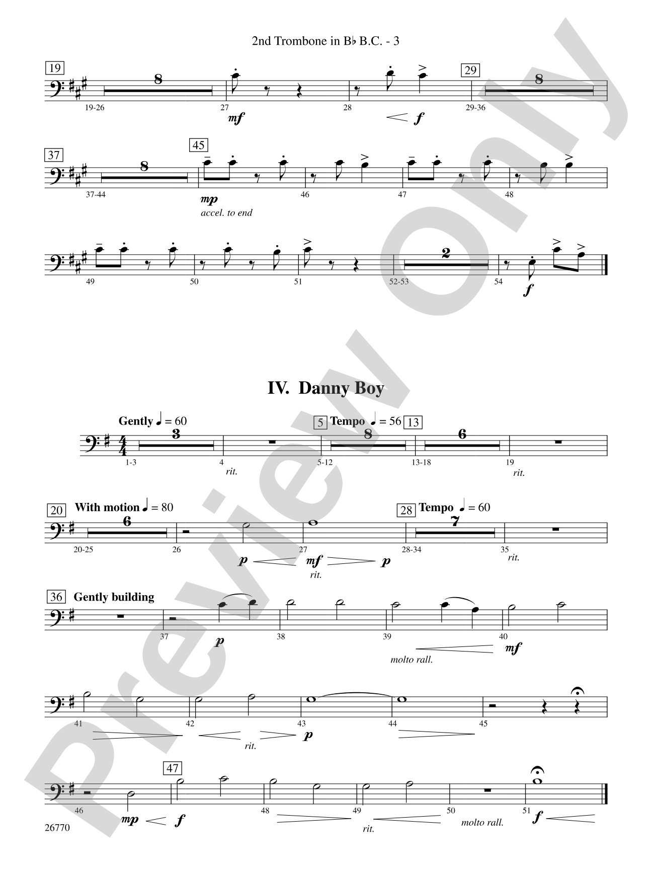 Irish Songs: (wp) 2nd B-flat Trombone B.C.