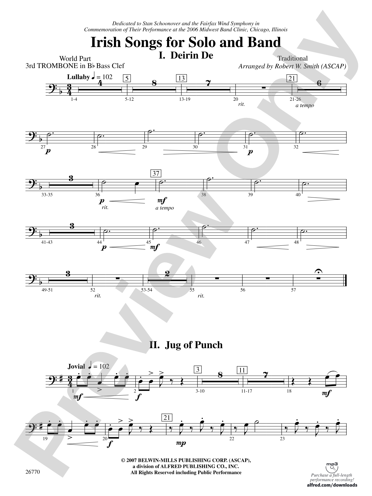 Irish Songs: (wp) 3rd B-flat Trombone B.C.