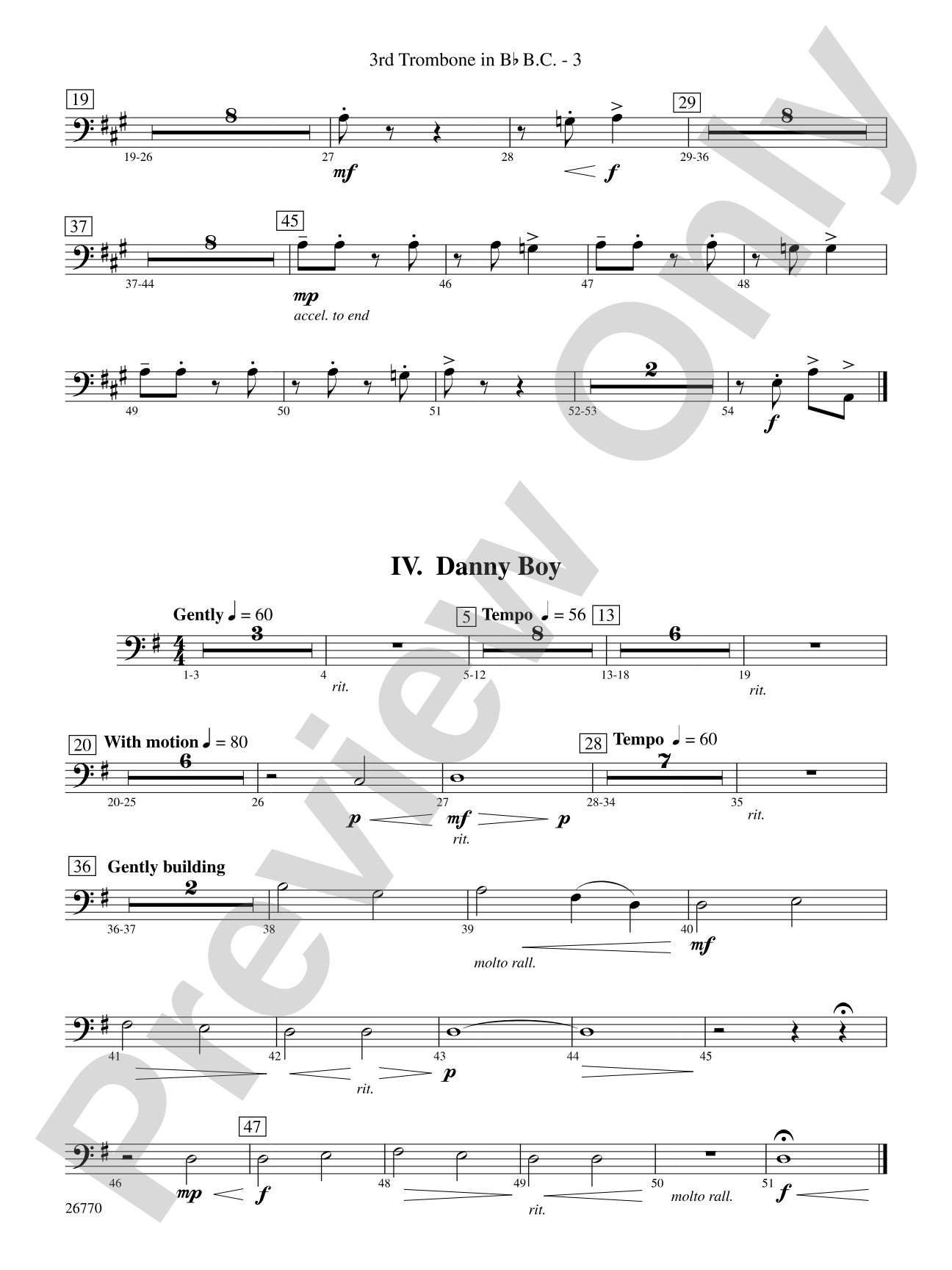 Irish Songs: (wp) 3rd B-flat Trombone B.C.