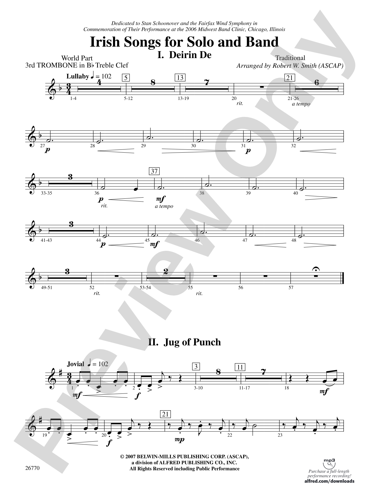 Irish Songs: (wp) 3rd B-flat Trombone T.C.