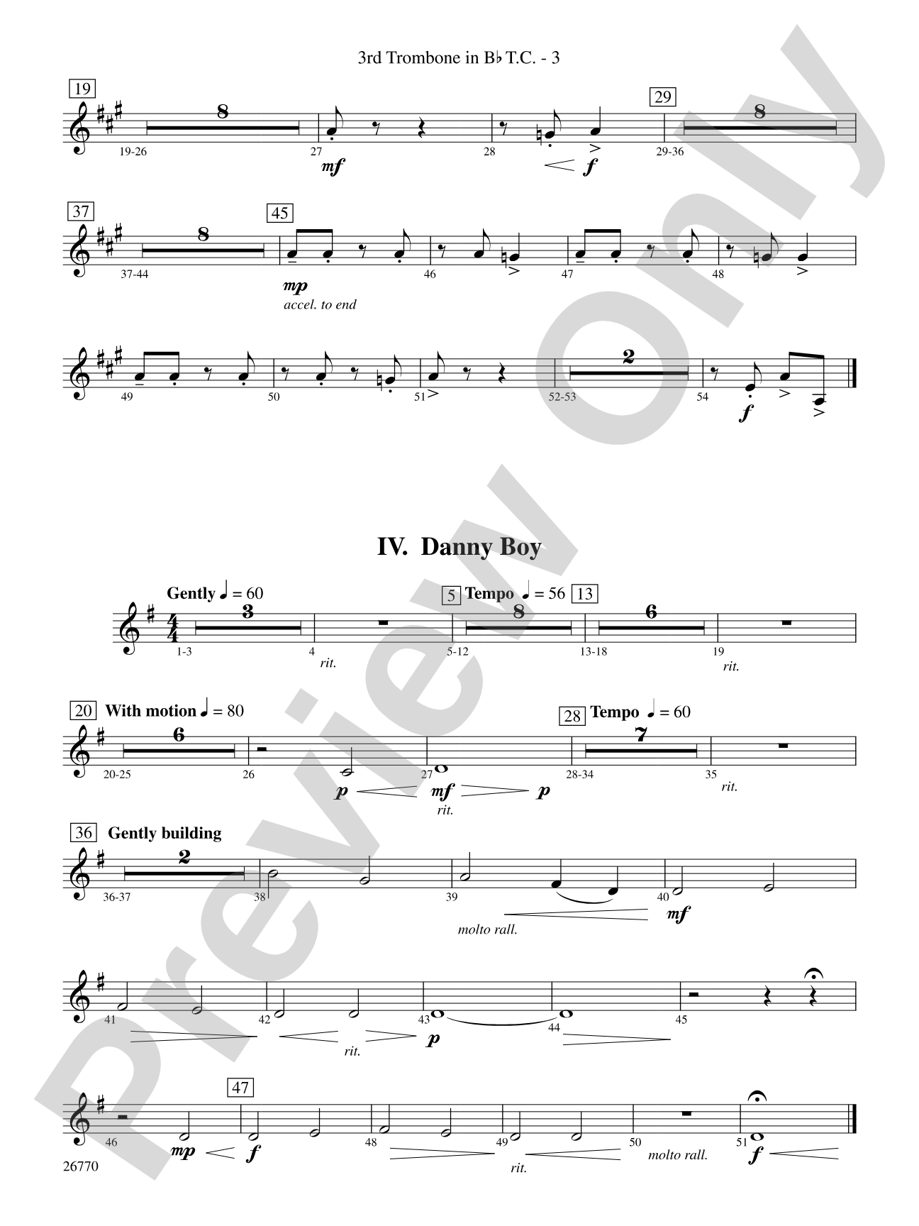 Irish Songs: (wp) 3rd B-flat Trombone T.C.
