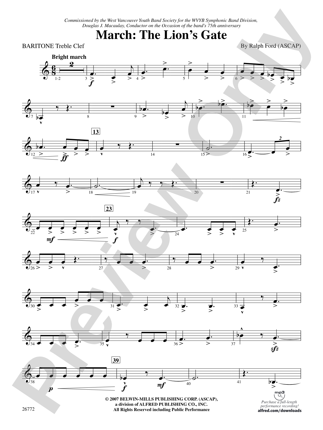 March: The Lion's Gate (Movement 1 from Sea to Sky): Baritone T.C.